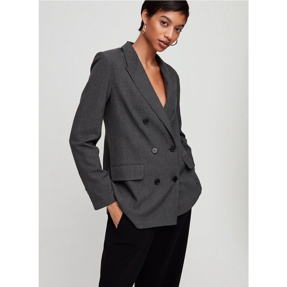 Aritzia Jackets & Blazers - BABATON | Samuel Blazer Size 4 Grey Plaid Aritzia